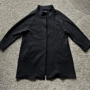 Cynthia Rowley 100% Wool Black Trench Coat 1X Whimsigoth Winter Emo Urban Chic